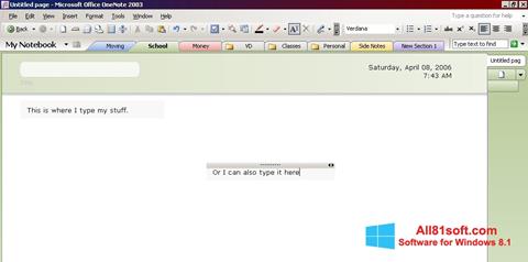 Capture d'écran Microsoft OneNote pour Windows 8.1