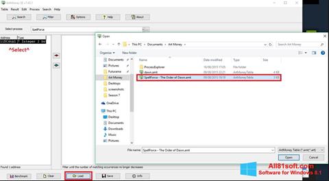 Capture d'écran ArtMoney pour Windows 8.1