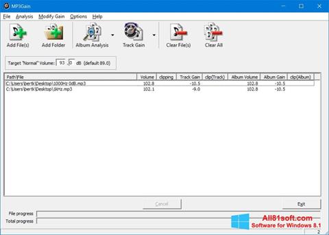Capture d'écran MP3Gain pour Windows 8.1