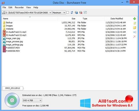 Capture d'écran BurnAware Free pour Windows 8.1