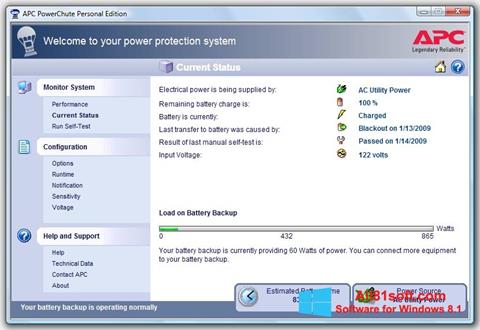 Capture d'écran PowerChute Personal Edition pour Windows 8.1