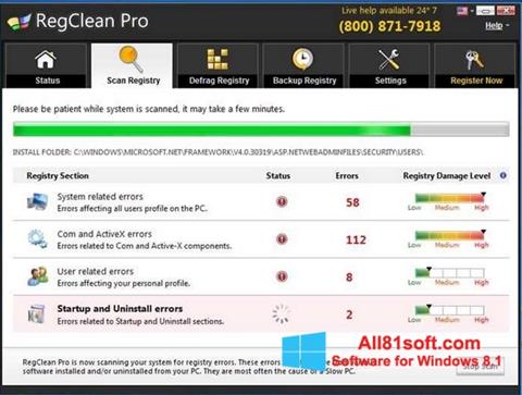 Capture d'écran RegClean Pro pour Windows 8.1