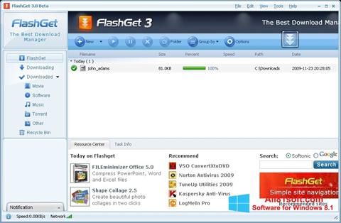 Capture d'écran FlashGet pour Windows 8.1