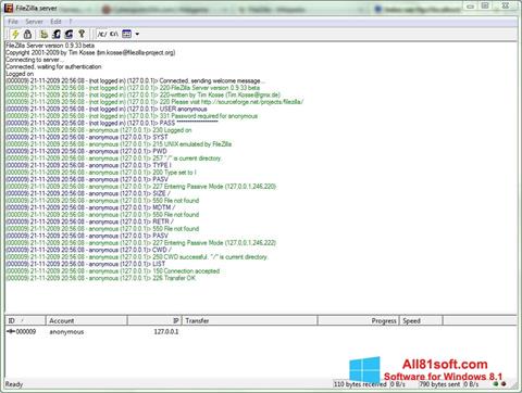 Capture d'écran FileZilla Server pour Windows 8.1