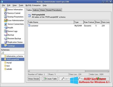 Capture d'écran MySQL pour Windows 8.1