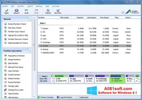 Capture d'écran AOMEI Partition Assistant pour Windows 8.1
