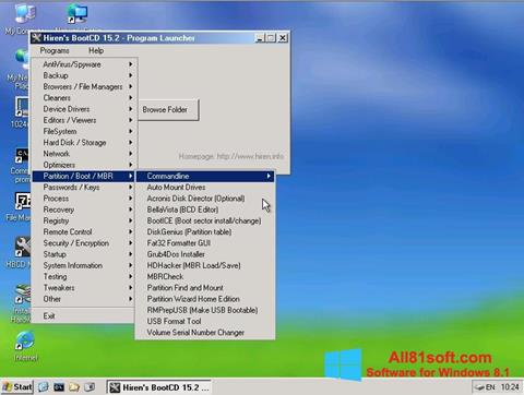Capture d'écran Hirens Boot CD pour Windows 8.1