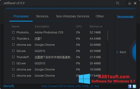 Capture d'écran JetBoost pour Windows 8.1