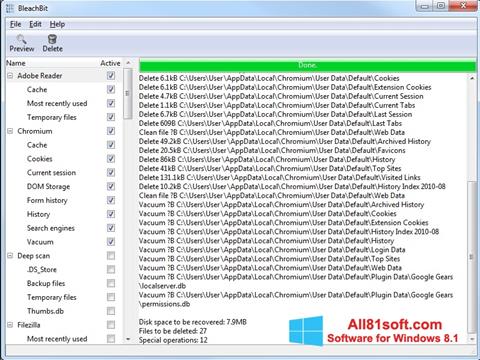 Capture d'écran BleachBit pour Windows 8.1