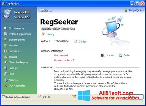 Capture d'écran RegSeeker pour Windows 8.1