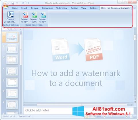 Capture d'écran Microsoft PowerPoint pour Windows 8.1