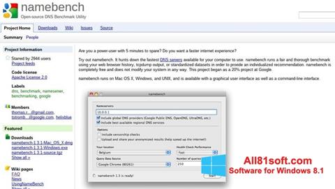 Capture d'écran NameBench pour Windows 8.1