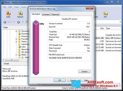 Capture d'écran HaoZip pour Windows 8.1