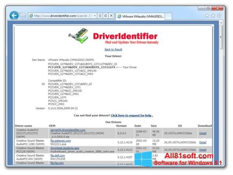 Capture d'écran Driver Identifier pour Windows 8.1