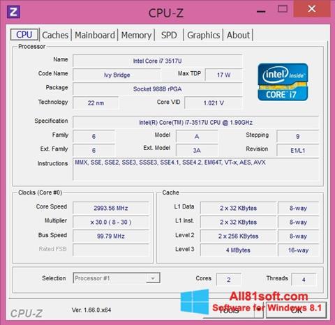 Capture d'écran CPU-Z pour Windows 8.1
