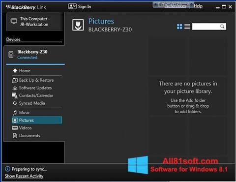 Capture d'écran BlackBerry Link pour Windows 8.1