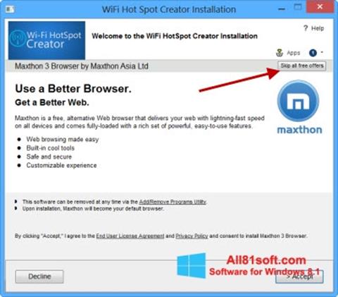 Capture d'écran Wi-Fi HotSpot Creator pour Windows 8.1