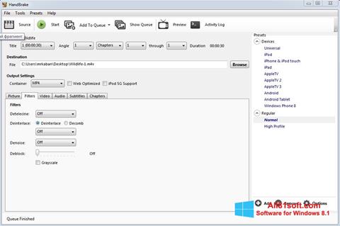 Capture d'écran HandBrake pour Windows 8.1
