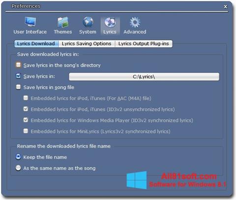 Capture d'écran Minilyrics pour Windows 8.1