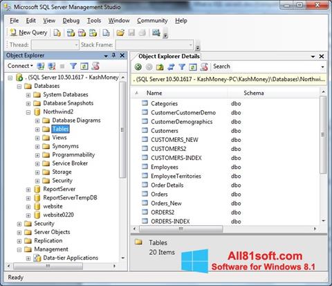 Capture d'écran Microsoft SQL Server pour Windows 8.1