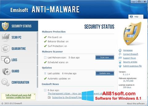 Capture d'écran Emsisoft Anti-Malware pour Windows 8.1