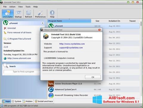 Capture d'écran Uninstall Tool pour Windows 8.1