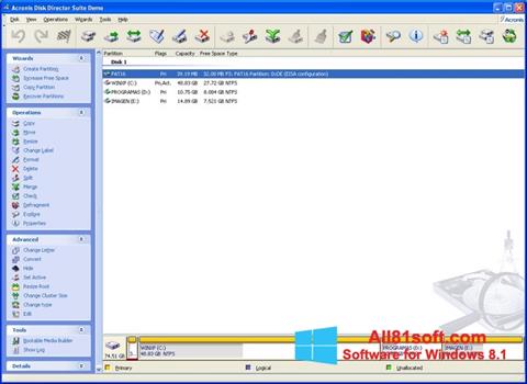 Capture d'écran Acronis Disk Director Suite pour Windows 8.1