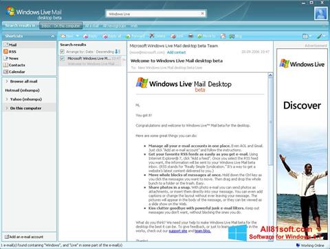 Capture d'écran Windows Live Mail pour Windows 8.1