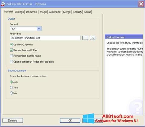Capture d'écran BullZip PDF Printer pour Windows 8.1