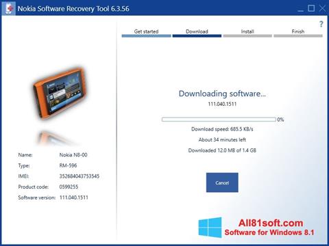 Capture d'écran Nokia Software Recovery Tool pour Windows 8.1
