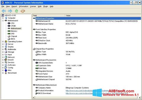 Capture d'écran AIDA32 pour Windows 8.1