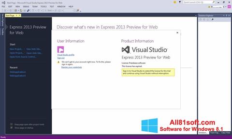 Capture d'écran Microsoft Visual Studio Express pour Windows 8.1