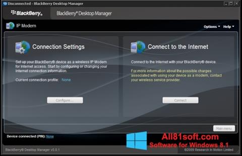 Capture d'écran BlackBerry Desktop Manager pour Windows 8.1