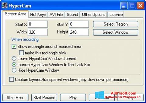 Capture d'écran HyperCam pour Windows 8.1