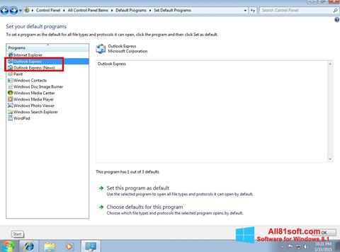 Capture d'écran Outlook Express pour Windows 8.1