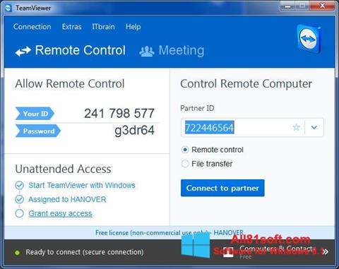 Capture d'écran TeamViewer pour Windows 8.1