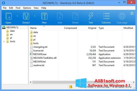 Capture d'écran Bandizip pour Windows 8.1
