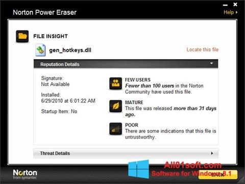 Capture d'écran Norton Power Eraser pour Windows 8.1