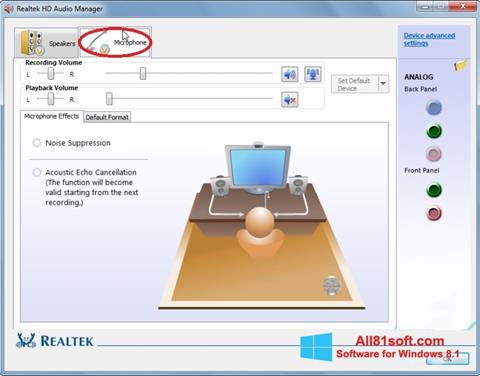 Capture d'écran Realtek Audio Driver pour Windows 8.1