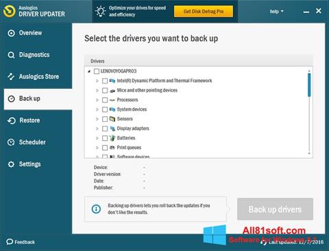 Capture d'écran Auslogics Driver Updater pour Windows 8.1