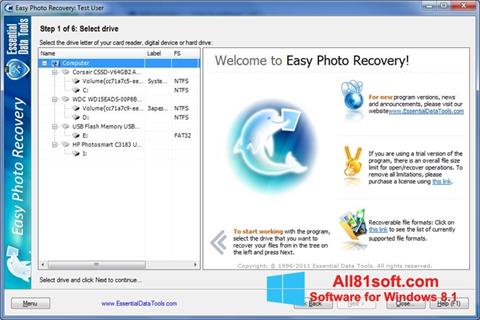 Capture d'écran Easy Photo Recovery pour Windows 8.1