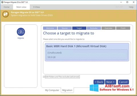 Capture d'écran Paragon Migrate OS to SSD pour Windows 8.1