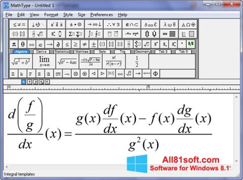 Capture d'écran MathType pour Windows 8.1