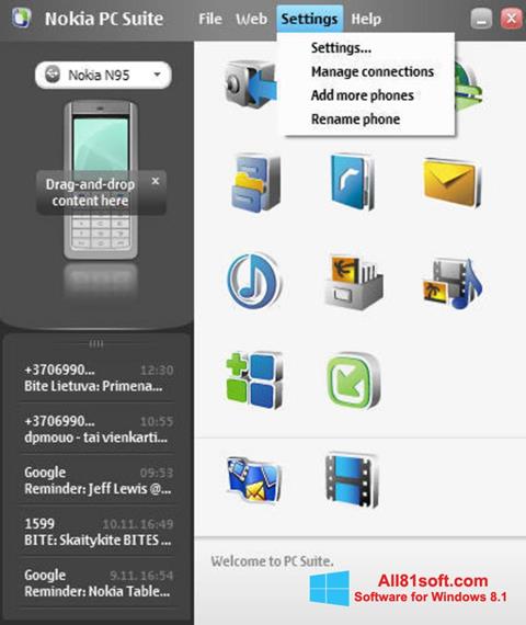 Capture d'écran Nokia PC Suite pour Windows 8.1