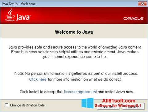 Capture d'écran Java Runtime Environment pour Windows 8.1