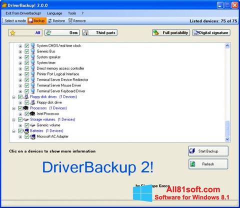 Capture d'écran Driver Backup pour Windows 8.1