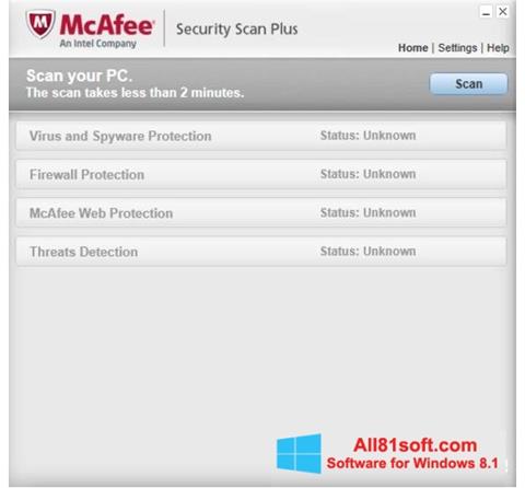 Capture d'écran McAfee Security Scan Plus pour Windows 8.1
