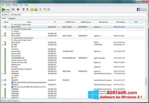 Capture d'écran Advanced IP Scanner pour Windows 8.1
