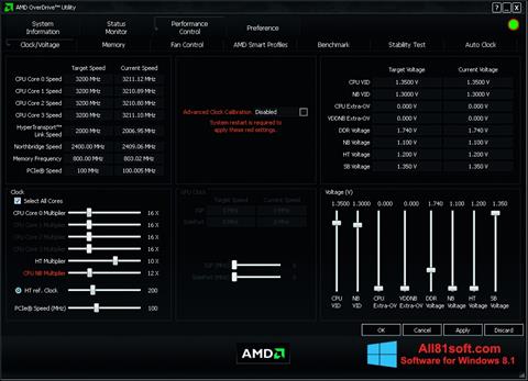 Capture d'écran AMD Overdrive pour Windows 8.1