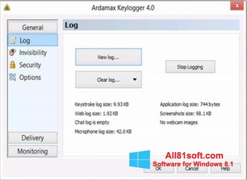 Capture d'écran Ardamax Keylogger pour Windows 8.1